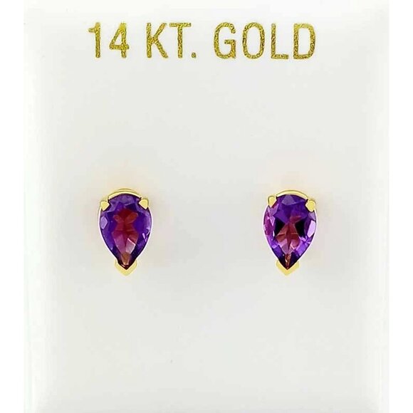 Genuine 2.10 Cts Amethyst Earrings 14k Yellow Gold